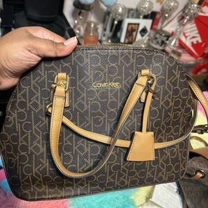 Calvin Klein Signature Brown and Tan Satchel